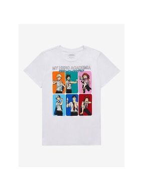 My Hero Academia Ice Cream Characters Grid Boyfriend Fit Girls T-Shirt (Med)